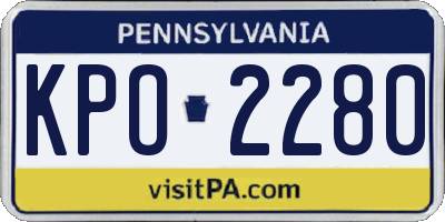 PA license plate KPO2280