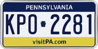 PA license plate KPO2281