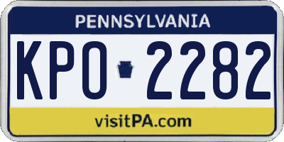 PA license plate KPO2282