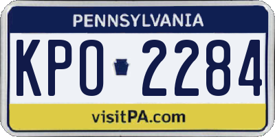 PA license plate KPO2284