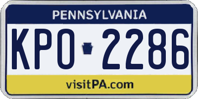 PA license plate KPO2286