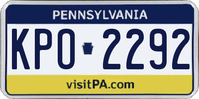 PA license plate KPO2292