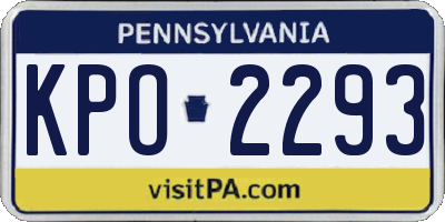PA license plate KPO2293