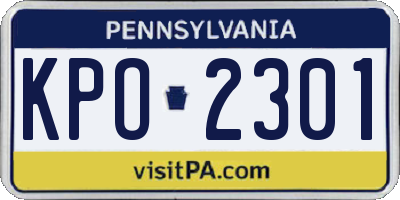 PA license plate KPO2301