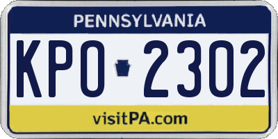 PA license plate KPO2302