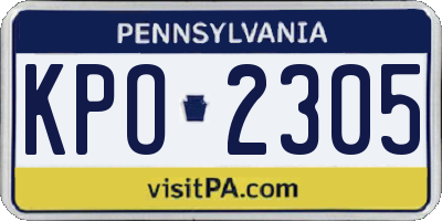 PA license plate KPO2305