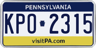 PA license plate KPO2315