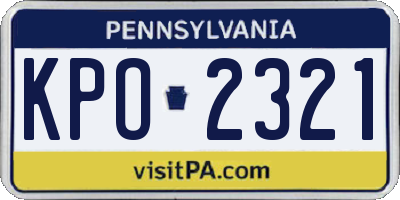 PA license plate KPO2321