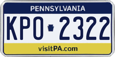 PA license plate KPO2322