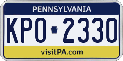 PA license plate KPO2330