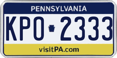 PA license plate KPO2333