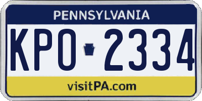 PA license plate KPO2334
