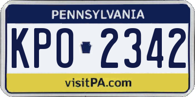 PA license plate KPO2342