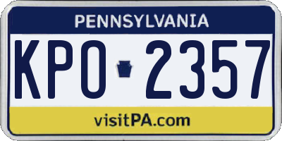 PA license plate KPO2357