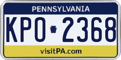 PA license plate KPO2368