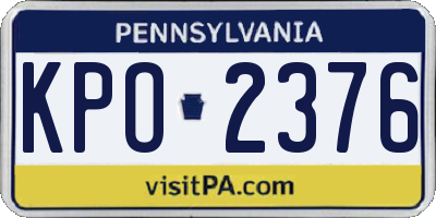 PA license plate KPO2376
