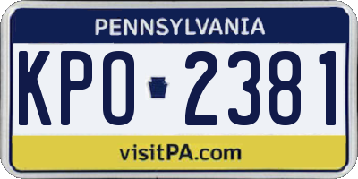 PA license plate KPO2381