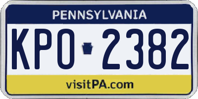 PA license plate KPO2382