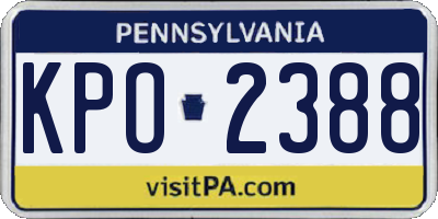 PA license plate KPO2388