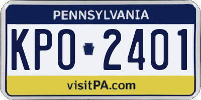 PA license plate KPO2401