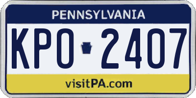 PA license plate KPO2407
