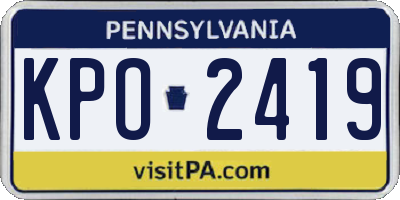 PA license plate KPO2419
