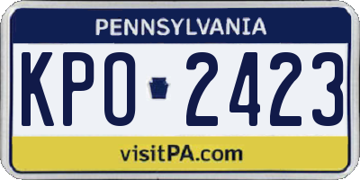 PA license plate KPO2423
