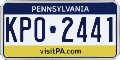 PA license plate KPO2441