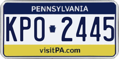 PA license plate KPO2445