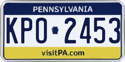 PA license plate KPO2453
