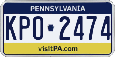 PA license plate KPO2474