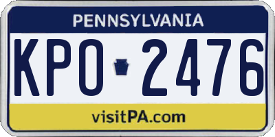 PA license plate KPO2476