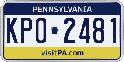PA license plate KPO2481