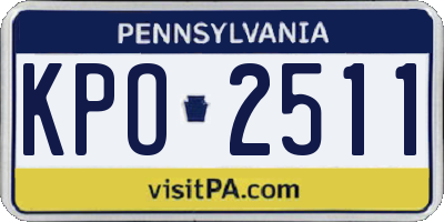 PA license plate KPO2511