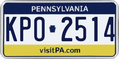 PA license plate KPO2514