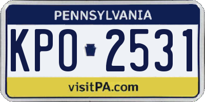 PA license plate KPO2531