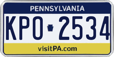 PA license plate KPO2534