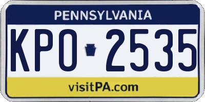 PA license plate KPO2535