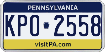 PA license plate KPO2558
