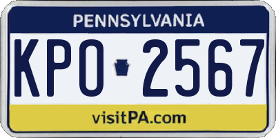 PA license plate KPO2567
