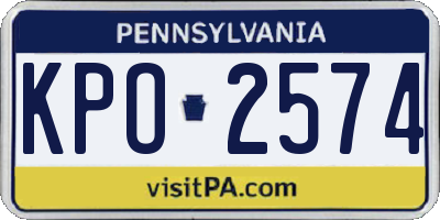 PA license plate KPO2574
