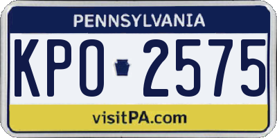 PA license plate KPO2575
