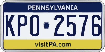PA license plate KPO2576