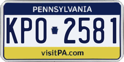 PA license plate KPO2581