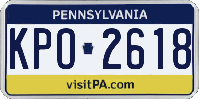 PA license plate KPO2618
