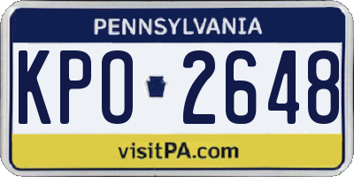 PA license plate KPO2648