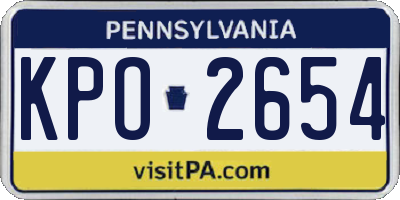 PA license plate KPO2654