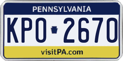 PA license plate KPO2670