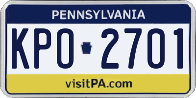 PA license plate KPO2701