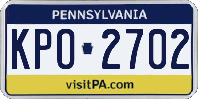 PA license plate KPO2702